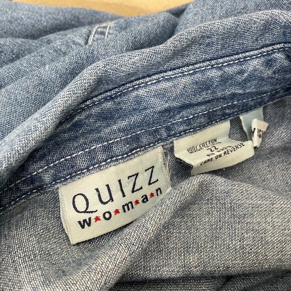 Quizz Woman Denim Shirt women’s size 22 Short Sleeve Embroidered Noah's Ark - Picture 4 of 9